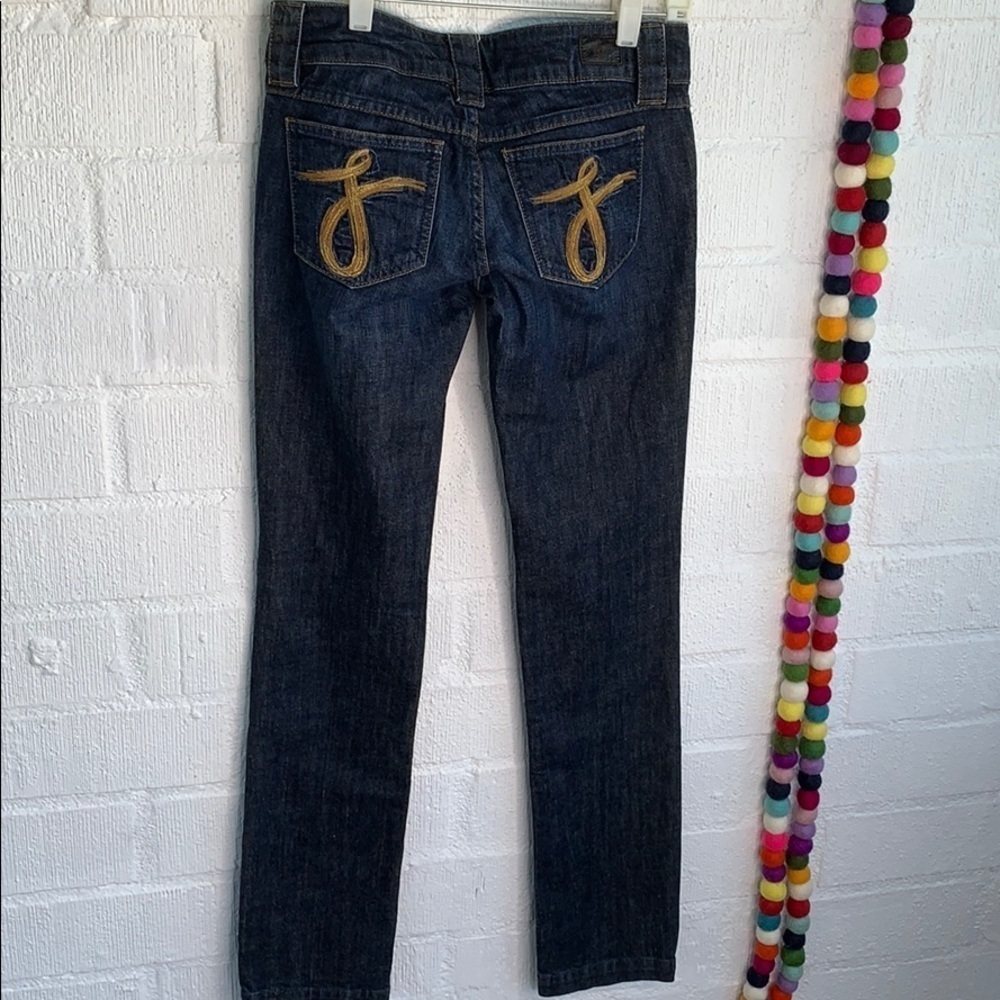 Juicy Couture Kate Low Rise Logo Dark Wash Denim Jeans sz 25
